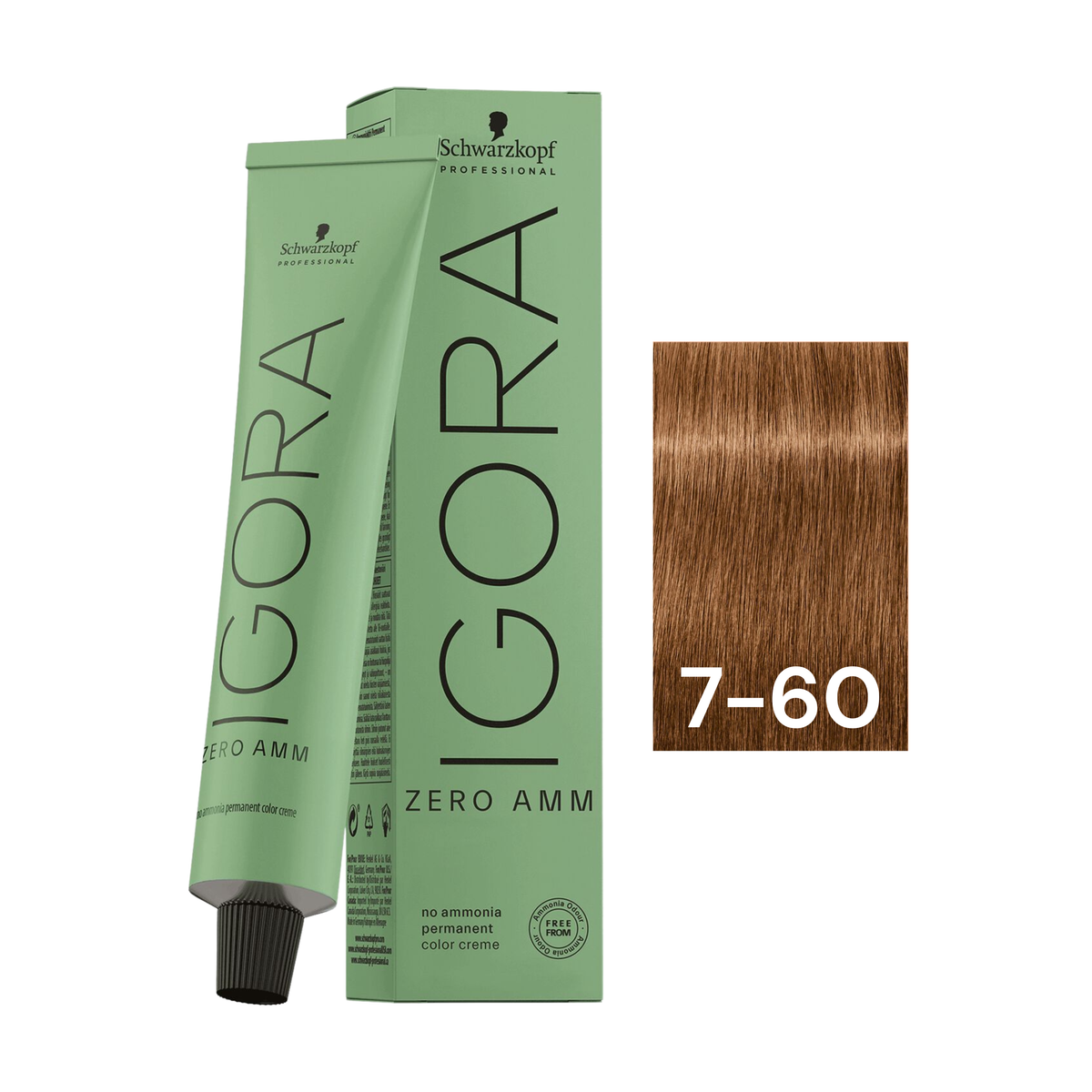 Schwarzkopf Professional - Igora Zero Amm 7-60 Medium Blonde Chocolate Natural 60ml – tube and box
