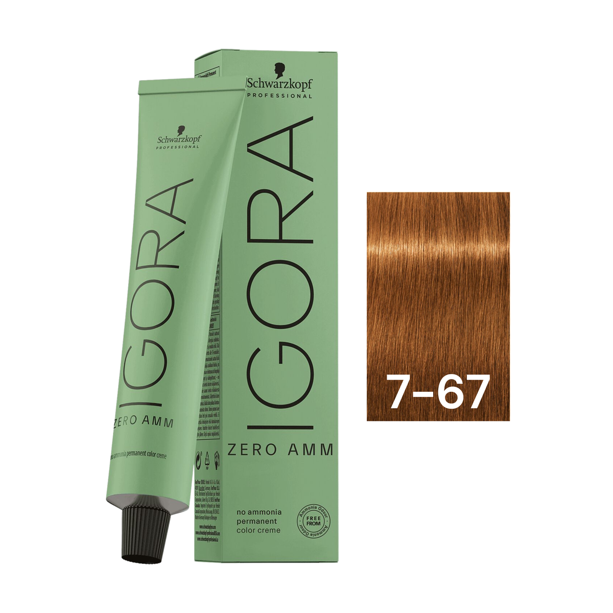 Schwarzkopf Professional - Igora Zero Amm 7-67 Medium Blonde Chocolate Copper 60ml – tube and box