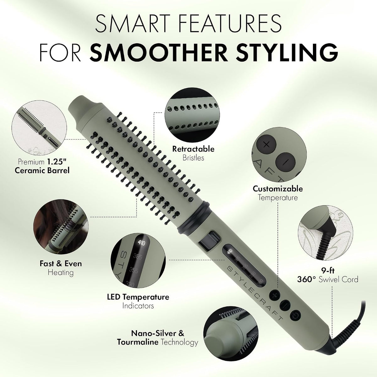 Silver Bullet Stylecraft Sage 2-in-1 Retractable Hot Brush - image 2