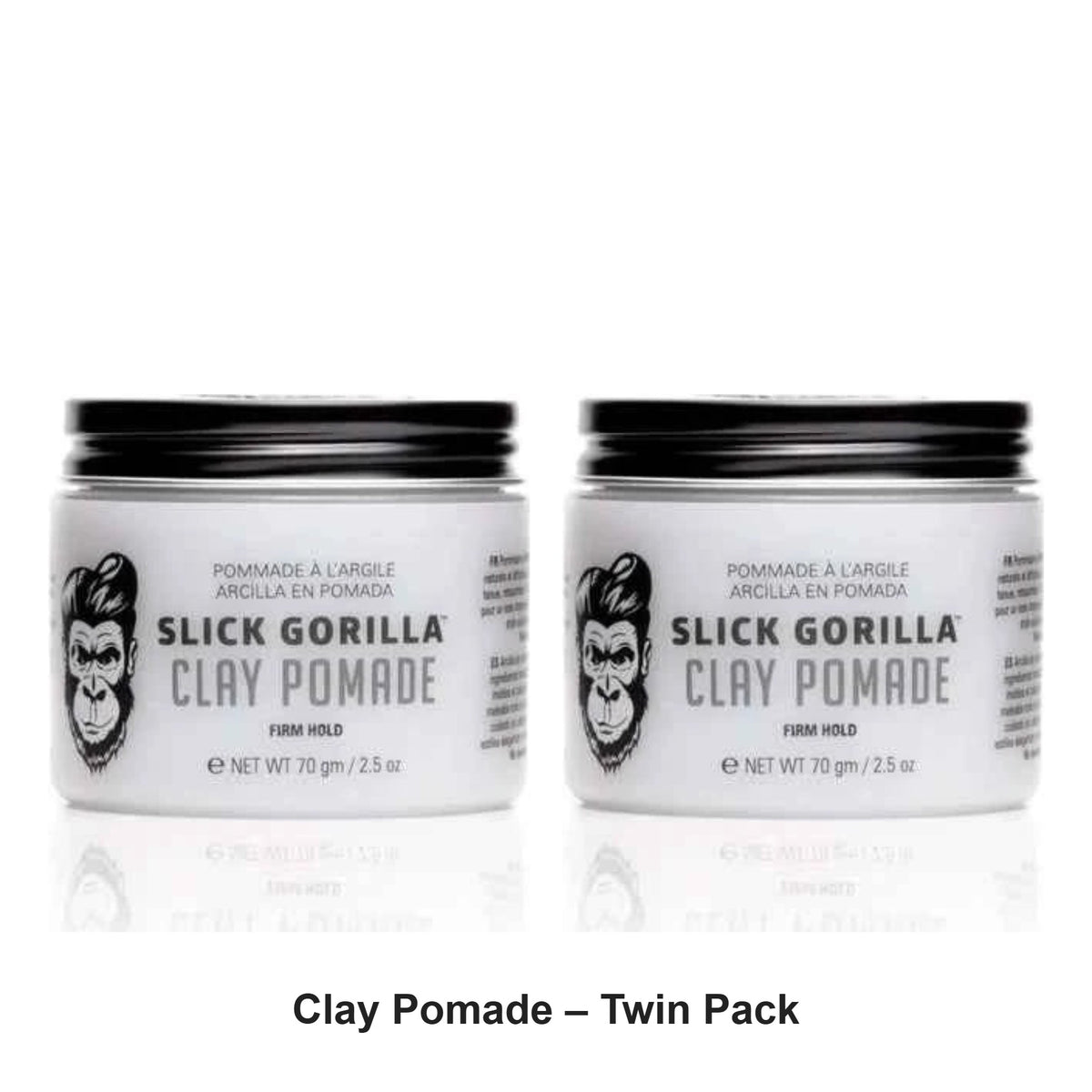 Slick Gorilla - Clay Pomade – Twin Pack (2 x 70g) – bundle contents: 2 x Slick Gorilla - Clay Pomade 70g