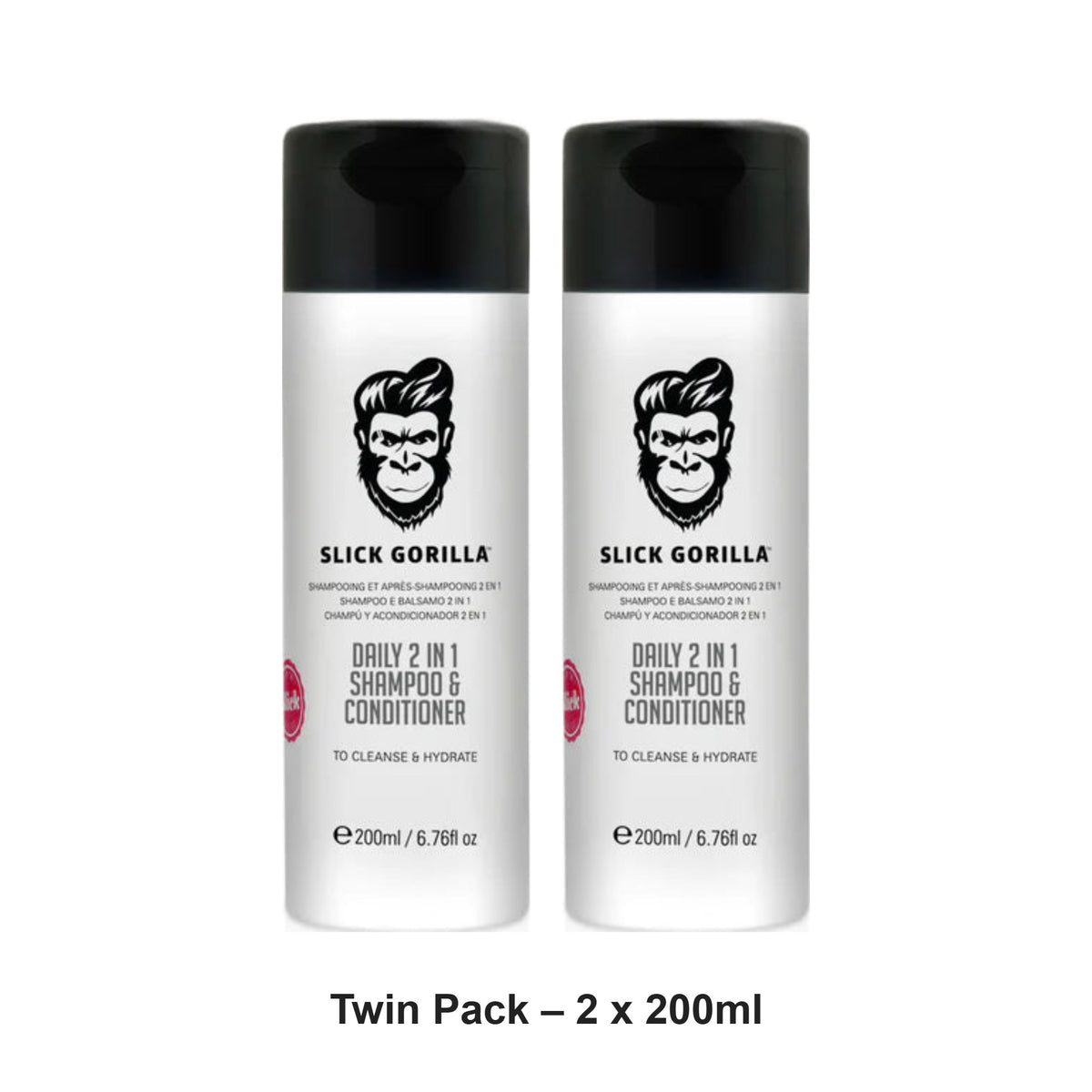 Slick Gorilla - Daily 2 in 1 Shampoo & Conditioner – Twin Pack (2 x 200ml) – bundle contents: 2 x Slick Gorilla - Daily 2 in 1 Shampoo & Conditioner 200ml