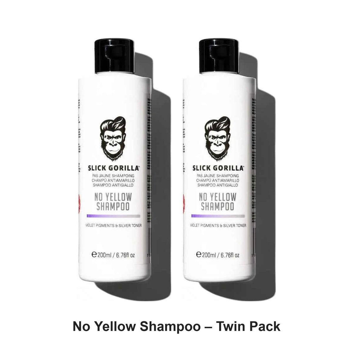 Slick Gorilla - No Yellow Shampoo – Twin Pack (2 x 200ml) – bundle contents: 2 x Slick Gorilla - No Yellow Shampoo 200ml
