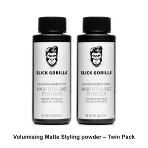Slick Gorilla - Volumising Matte Styling powder – Twin Pack (2 x 20g) – bundle contents: 2 x Slick Gorilla - Volumising Matte Styling powder 20g
