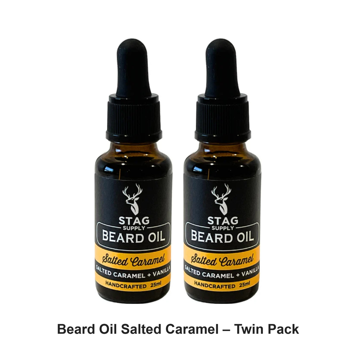 Stag Supply - Beard Oil Salted Caramel – Twin Pack (2 x 25ml) – bundle contents: 2 x Stag Supply - Beard Oil Salted Caramel 25ml
