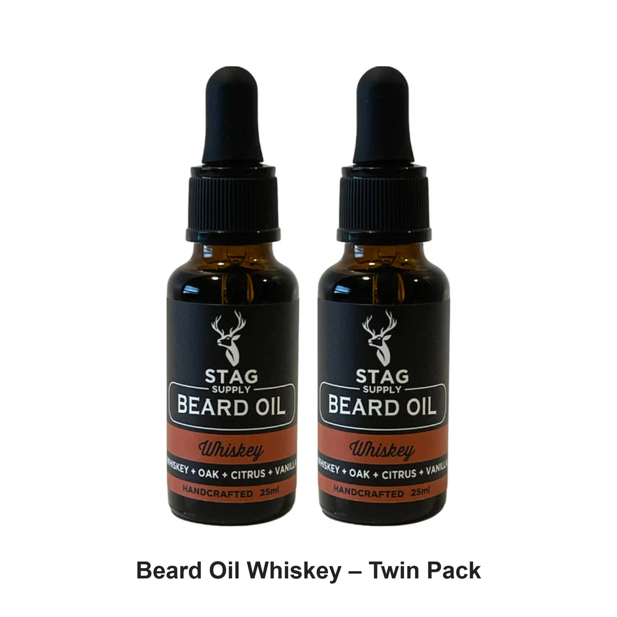 Stag Supply - Beard Oil Whiskey – Twin Pack (2 x 25ml) – bundle contents: 2 x Stag Supply - Beard Oil Whiskey 25ml