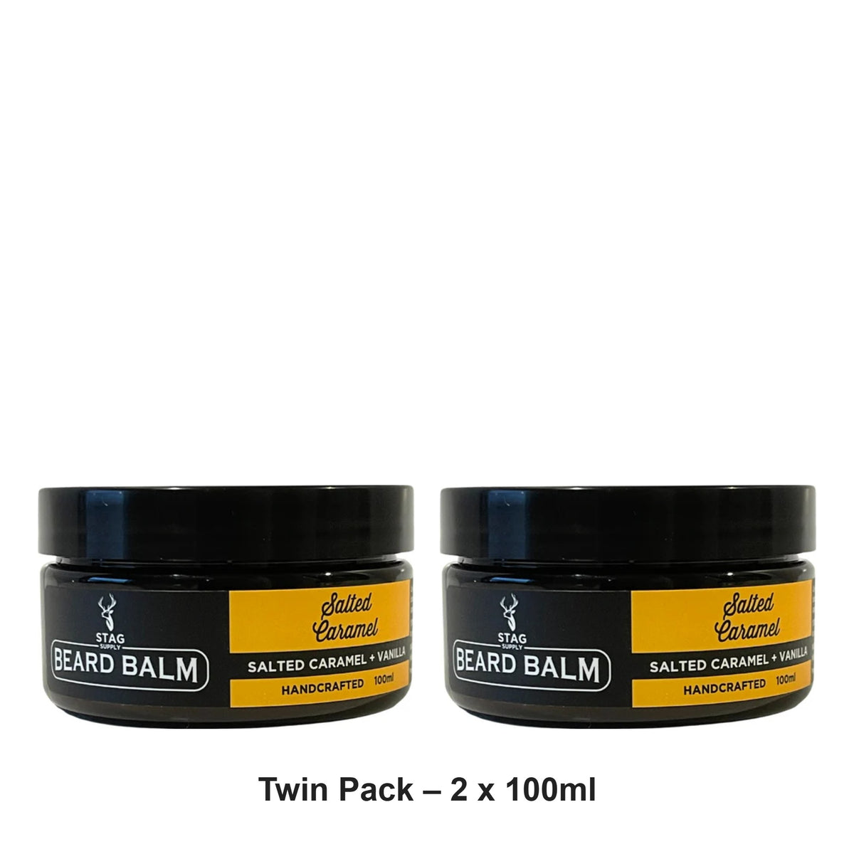 Stag Supply - Styling Beard Balm Salted Caramel – Twin Pack (2 x 100ml) – bundle contents: 2 x Stag Supply - Styling Beard Balm Salted Caramel 100ml