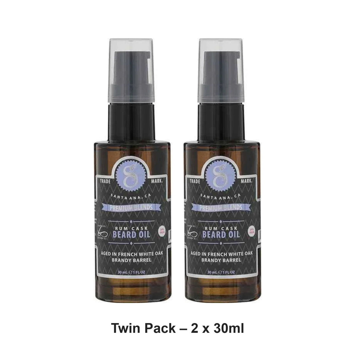 Suavecito - Beard Oil Premium Blends Rum Cask – Twin Pack (2 x 30ml) – bundle contents: 2 x Suavecito - Beard Oil Premium Blends Rum Cask 30ml