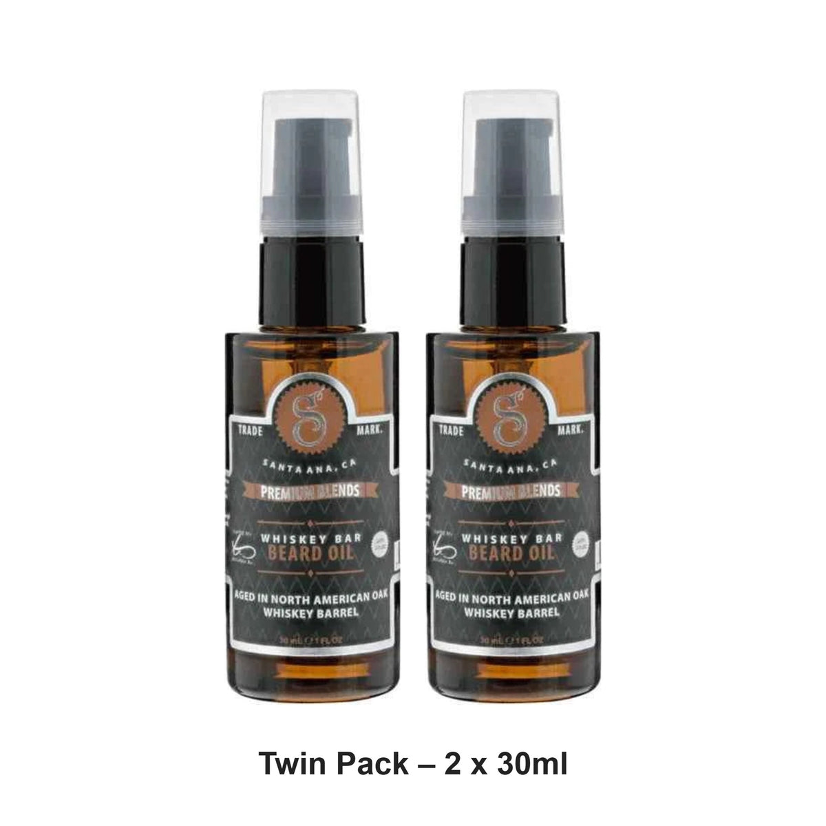 Suavecito - Beard Oil Premium Blends Whiskey Bar – Twin Pack (2 x 30ml) – bundle contents: 2 x Suavecito - Beard Oil Premium Blends Whiskey Bar 30ml