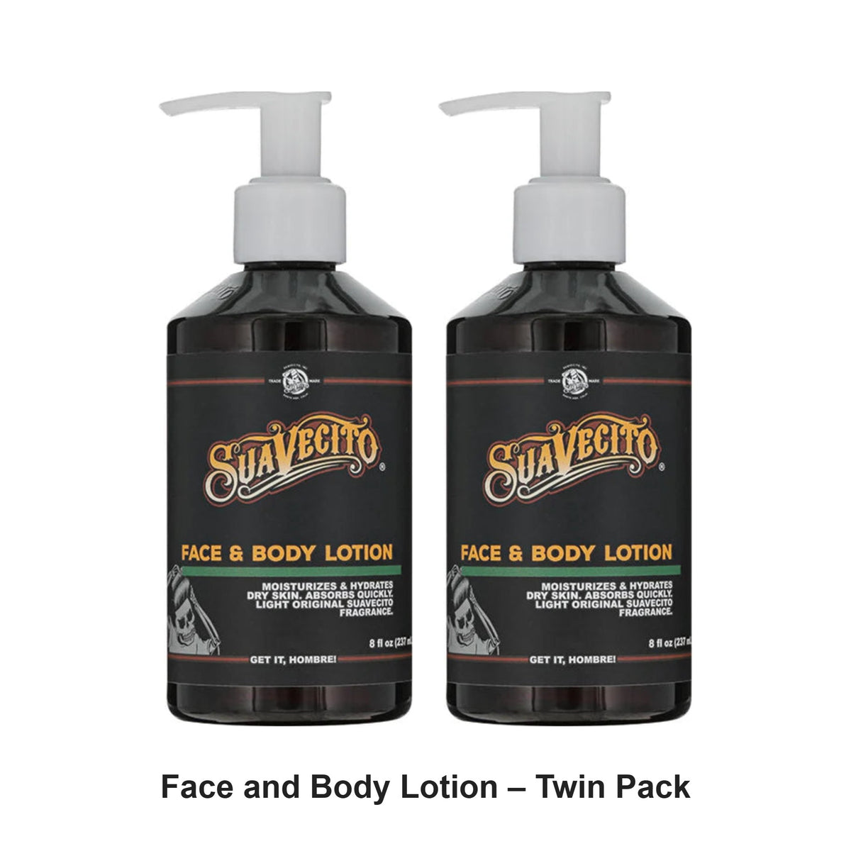 Suavecito - Face and Body Lotion – Twin Pack (2 x 237ml) – bundle contents: 2 x Suavecito - Face and Body Lotion 237ml