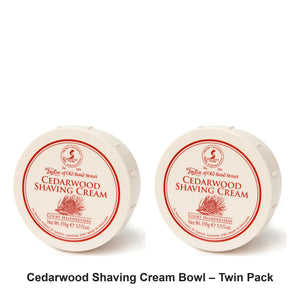 Taylor of Old Bond Street - Cedarwood Shaving Cream Bowl – Twin Pack (2 x 150g) – bundle contents: 2 x Taylor of Old Bond Street - Cedarwood Shaving Cream Bowl 150g