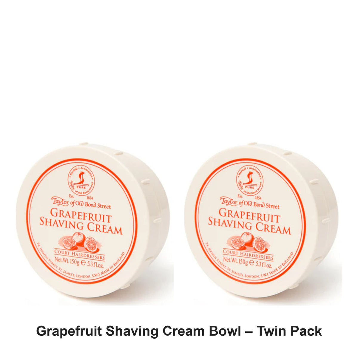 Taylor of Old Bond Street - Grapefruit Shaving Cream Bowl – Twin Pack (2 x 150g) – bundle contents: 2 x Taylor of Old Bond Street - Grapefruit Shaving Cream Bowl 150g