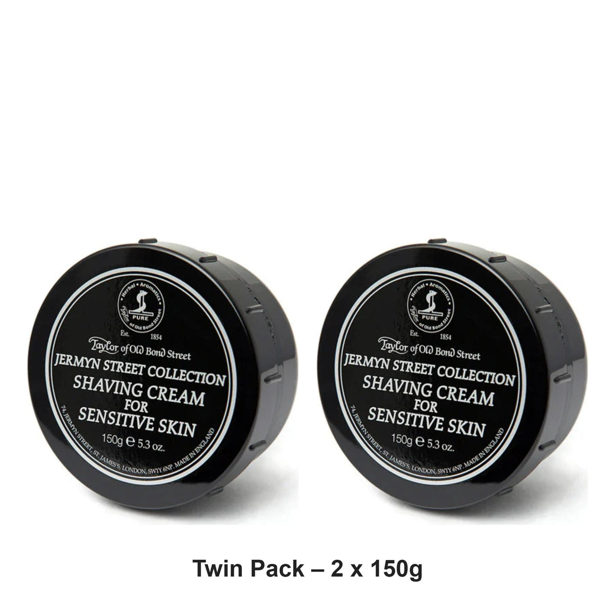 Taylor of Old Bond Street - Jermyn Street Shaving Cream for Sensitive Skin – Twin Pack (2 x 150g) – bundle contents: 2 x Taylor of Old Bond Street - Jermyn Street Shaving Cream for Sensitive Skin 150g