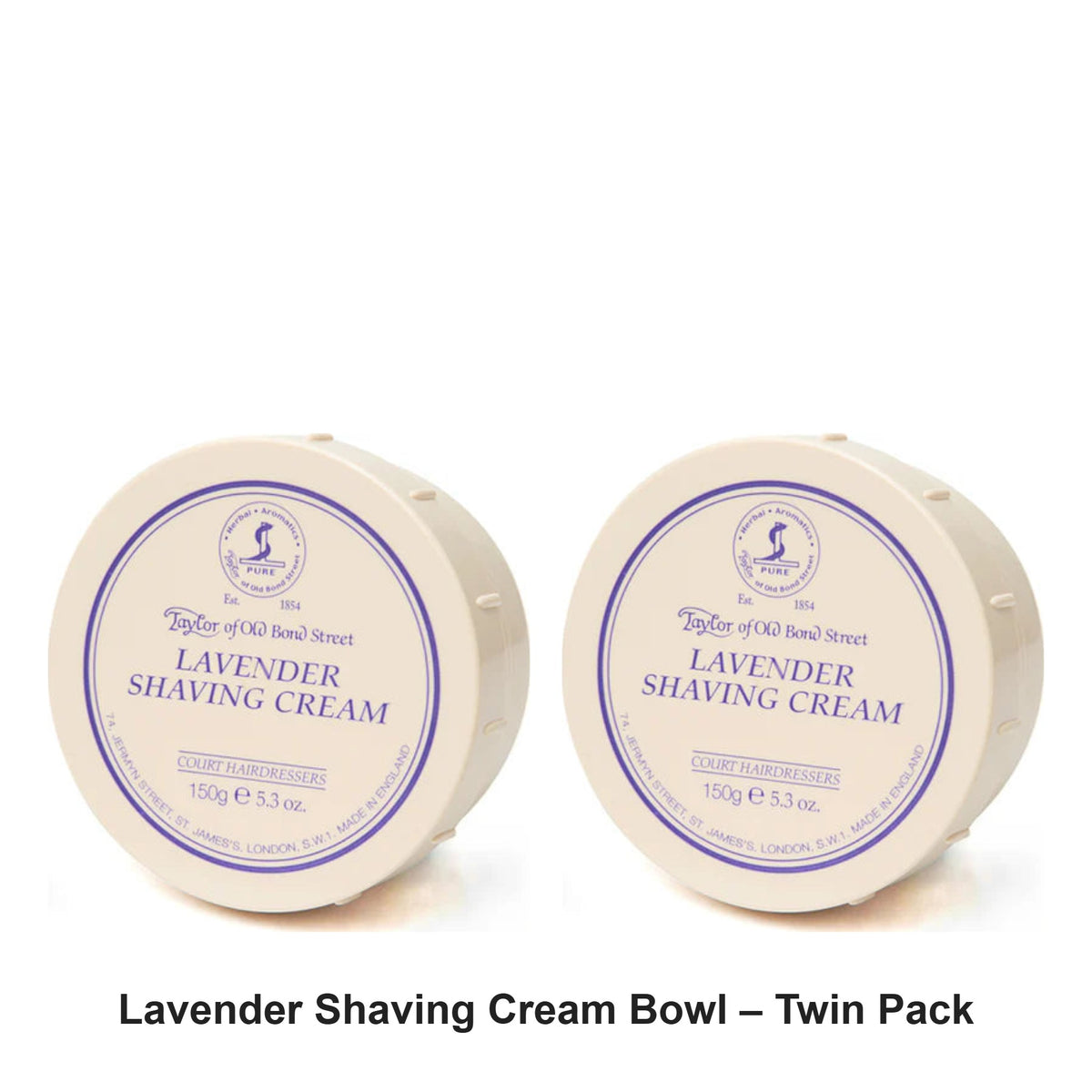 Taylor of Old Bond Street - Lavender Shaving Cream Bowl – Twin Pack (2 x 150g) – bundle contents: 2 x Taylor of Old Bond Street - Lavender Shaving Cream Bowl 150g