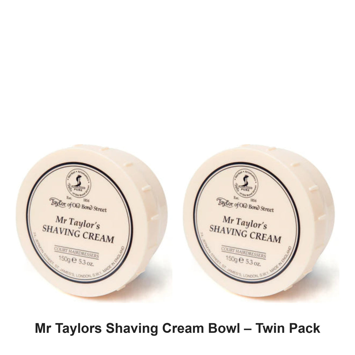 Taylor of Old Bond Street - Mr Taylors Shaving Cream Bowl – Twin Pack (2 x 150g) – bundle contents: 2 x Taylor of Old Bond Street - Mr Taylors Shaving Cream Bowl 150g