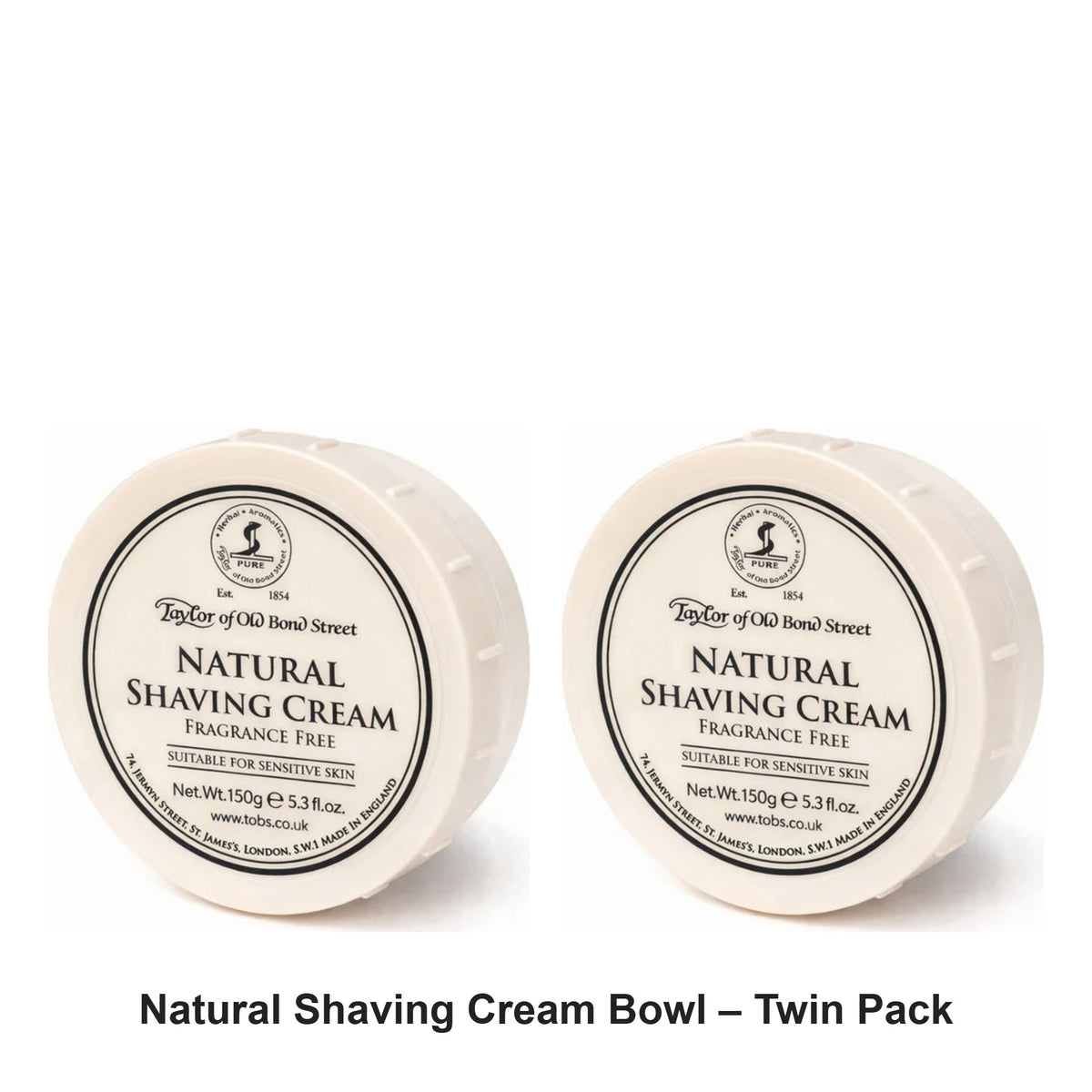 Taylor of Old Bond Street - Natural Shaving Cream Bowl – Twin Pack (2 x 150g) – bundle contents: 2 x Taylor of Old Bond Street - Natural Shaving Cream Bowl 150g