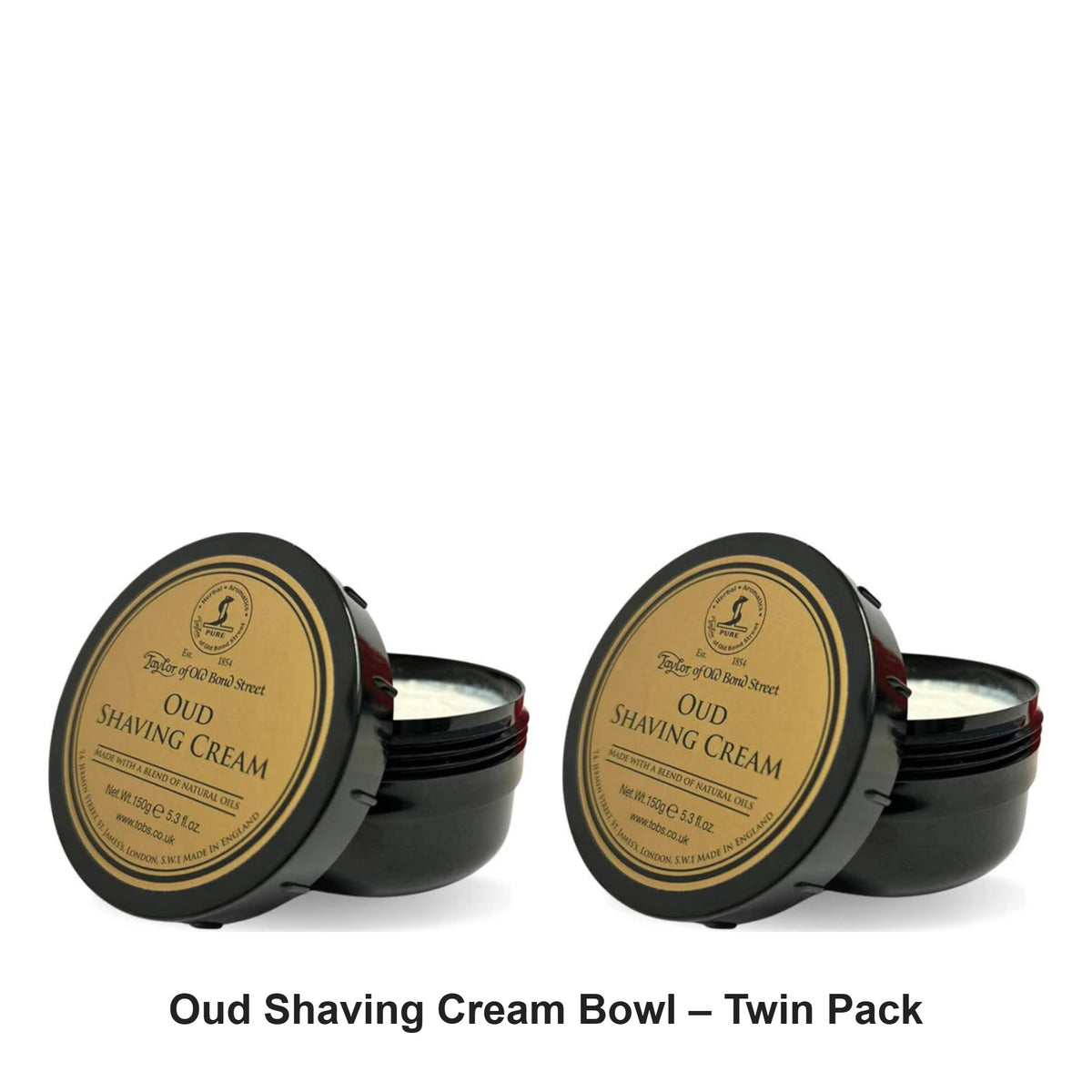 Taylor of Old Bond Street - Oud Shaving Cream Bowl – Twin Pack (2 x 150g) – bundle contents: 2 x Taylor of Old Bond Street - Oud Shaving Cream Bowl 150g