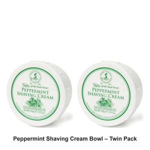 Taylor of Old Bond Street - Peppermint Shaving Cream Bowl – Twin Pack (2 x 150g) – bundle contents: 2 x Taylor of Old Bond Street - Peppermint Shaving Cream Bowl 150g