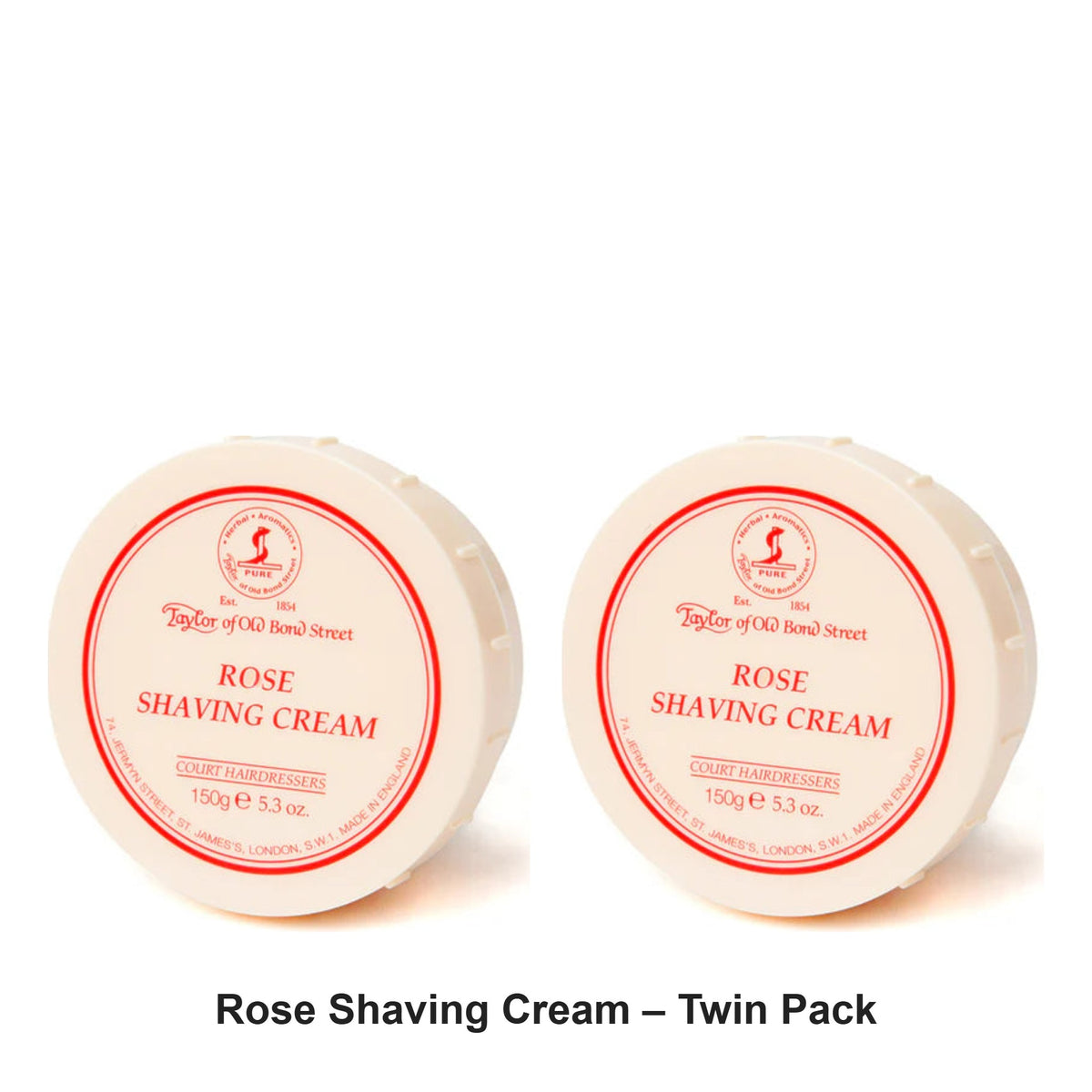 Taylor of Old Bond Street - Rose Shaving Cream – Twin Pack (2 x 150g) – bundle contents: 2 x Taylor of Old Bond Street - Rose Shaving Cream 150g