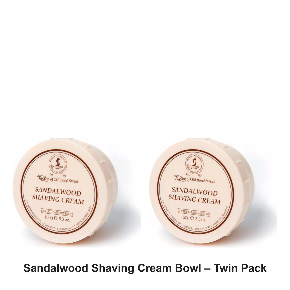 Taylor of Old Bond Street - Sandalwood Shaving Cream Bowl – Twin Pack (2 x 150g) – bundle contents: 2 x Taylor of Old Bond Street - Sandalwood Shaving Cream Bowl 150g