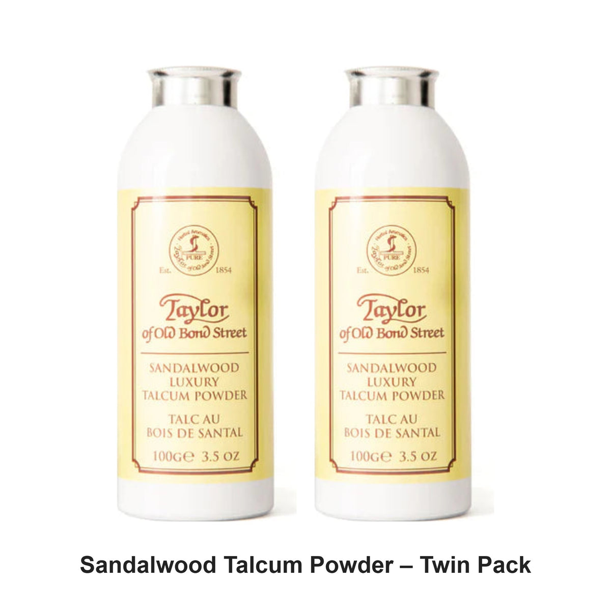 Taylor of Old Bond Street - Sandalwood Talcum Powder – Twin Pack (2 x 100g) – bundle contents: 2 x Taylor of Old Bond Street - Sandalwood Talcum Powder 100g