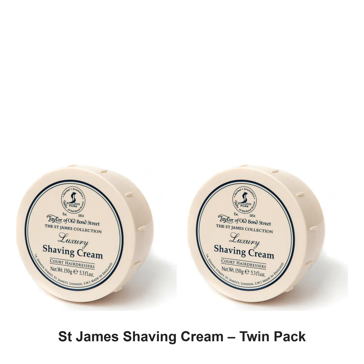 Taylor of Old Bond Street - St James Shaving Cream – Twin Pack (2 x 150g) – bundle contents: 2 x Taylor of Old Bond Street - St James Shaving Cream 150g