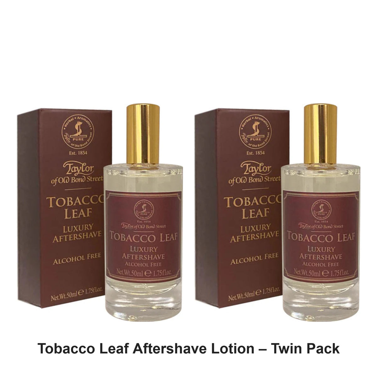 Taylor of Old Bond Street - Tobacco Leaf Aftershave Lotion – Twin Pack (2 x 50ml) – bundle contents: 2 x Taylor of Old Bond Street - Tobacco Leaf Aftershave Lotion 50ml
