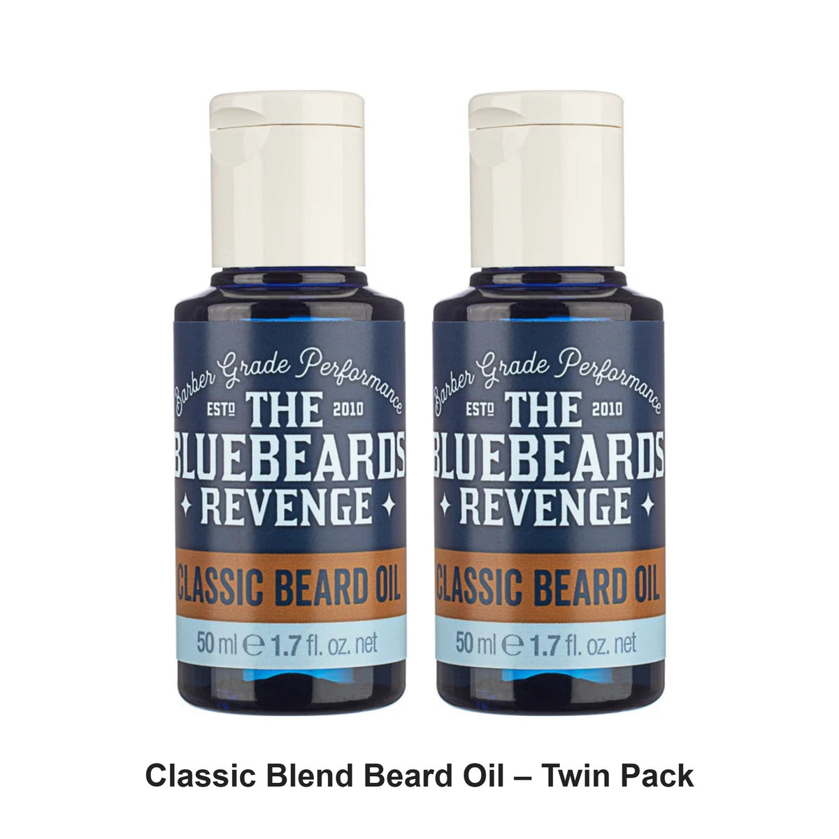 The Bluebeards Revenge - Classic Blend Beard Oil – Twin Pack (2 x 50ml) – bundle contents: 2 x The Bluebeards Revenge - Classic Blend Beard Oil 50ml