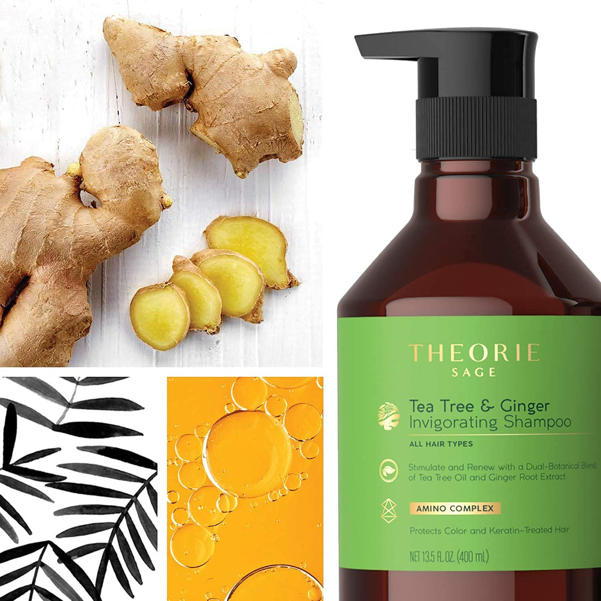 Theorie - Tea Tree & Ginger Shampoo & Conditioner Duo Bundle – Theorie Tea Tree & Ginger Shampoo 400ml (detail)