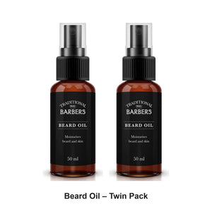 Traditional Barbers - Beard Oil – Twin Pack (2 x 50ml) – bundle contents: 2 x Traditional Barbers - Beard Oil 50ml