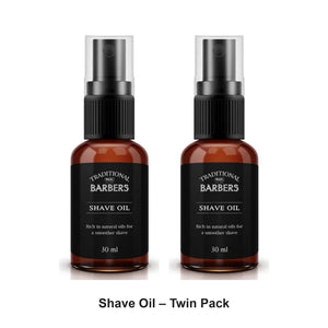 Traditional Barbers - Shave Oil – Twin Pack (2 x 30ml) – bundle contents: 2 x Traditional Barbers - Shave Oil 30ml