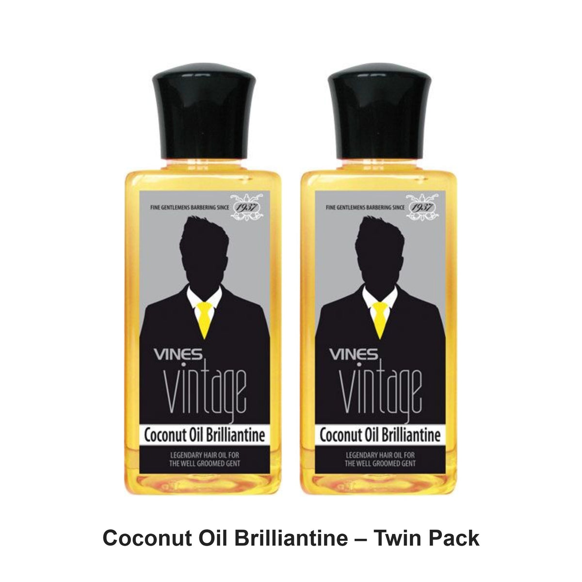 Vines Vintage - Coconut Oil Brilliantine – Twin Pack (2 x 200ml) – bundle contents: 2 x Vines Vintage - Coconut Oil Brilliantine 200ml