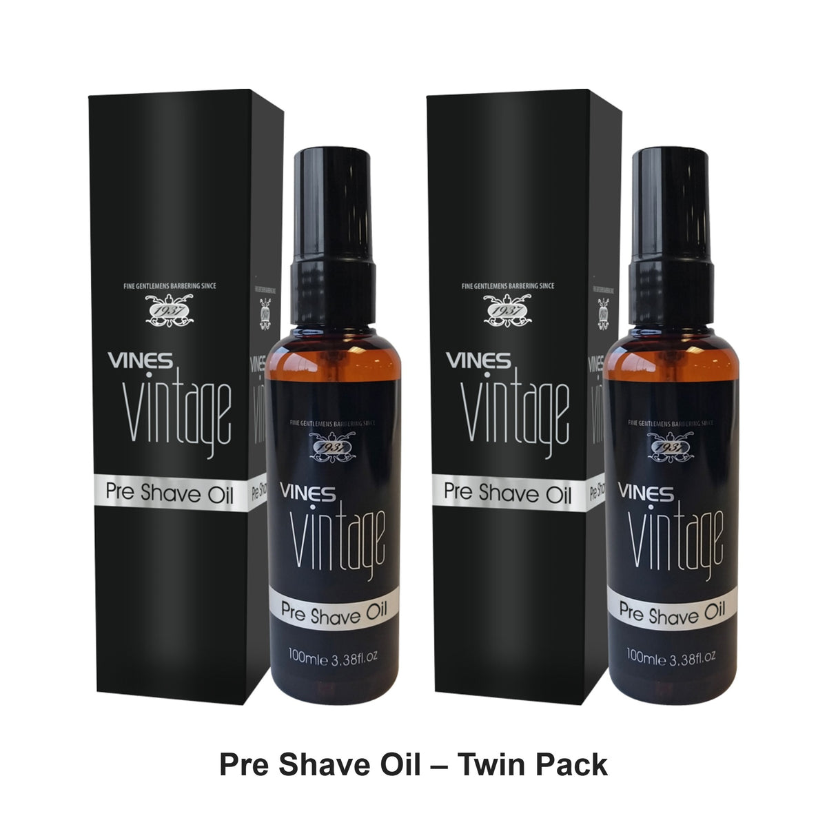 Vines Vintage - Pre Shave Oil – Twin Pack (2 x 100ml) – bundle contents: 2 x Vines Vintage - Pre Shave Oil 100ml