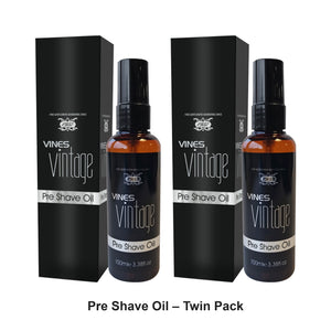 Vines Vintage - Pre Shave Oil – Twin Pack (2 x 100ml) – bundle contents: 2 x Vines Vintage - Pre Shave Oil 100ml