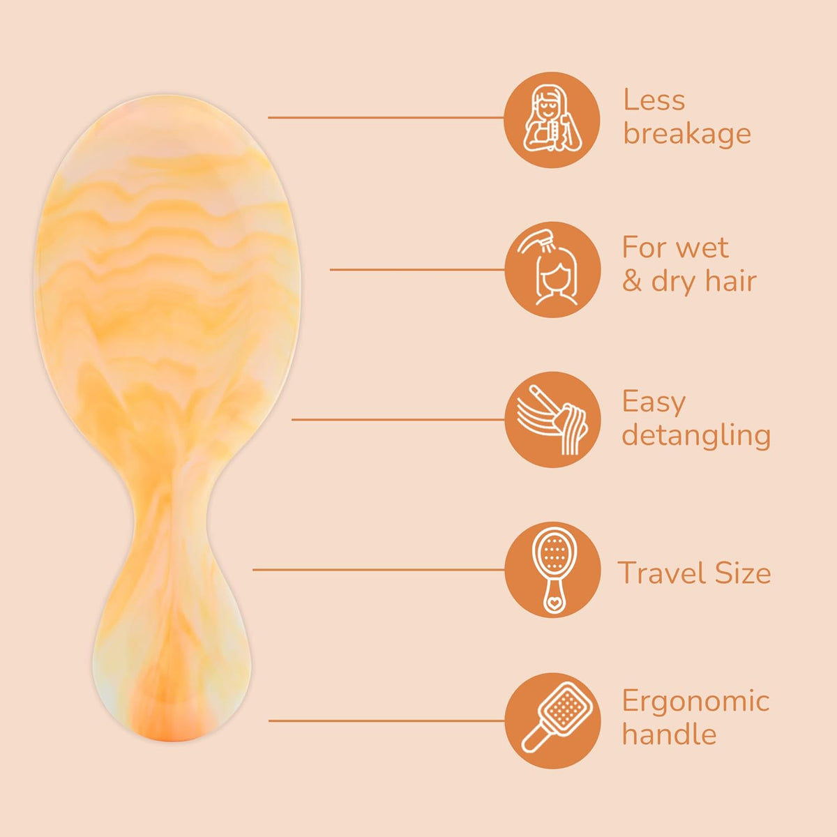 Wet Brush - Summer Treat Detangler & Mini Detangler Duo Orange Creamsicle – mini detangler, second view